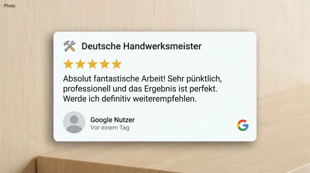 Zufriedene Kundenbewertung für einen Handwerksbetrieb auf Google