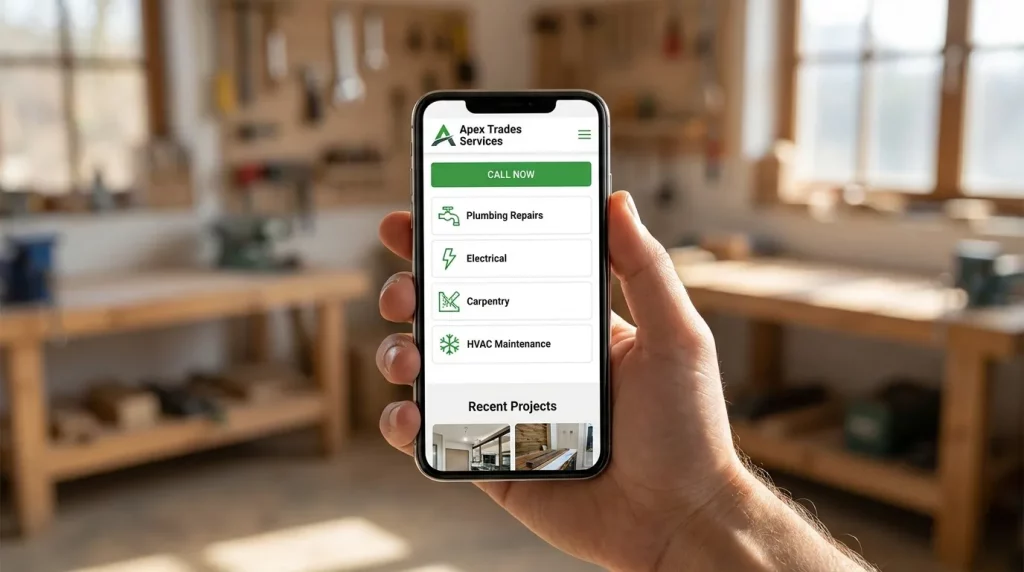 Handwerker-Website auf Smartphone – Mobile Optimierung für Suchmaschinen